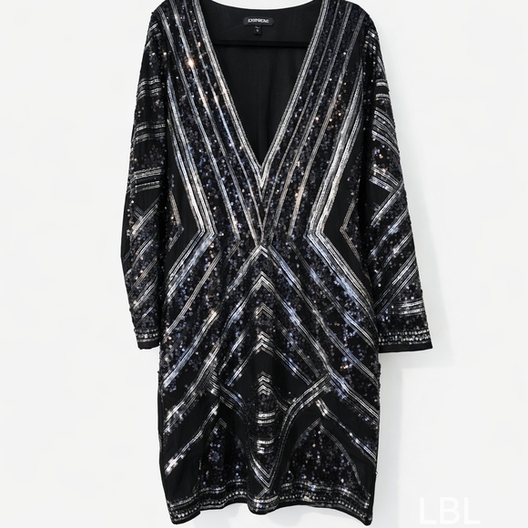 Express Dresses & Skirts - Black and Silver Sequin Dress